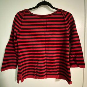 Red and Black Striped Boat Neck Shirt (M)